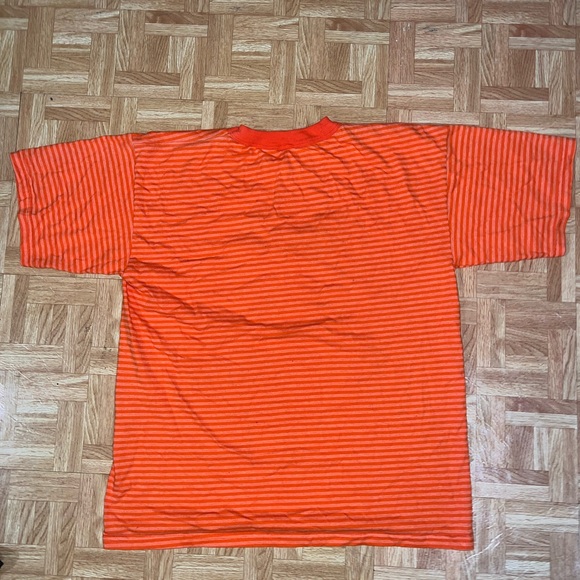 Orange and white striped t-shirt with sailboat embroidery - Picture 2 of 3